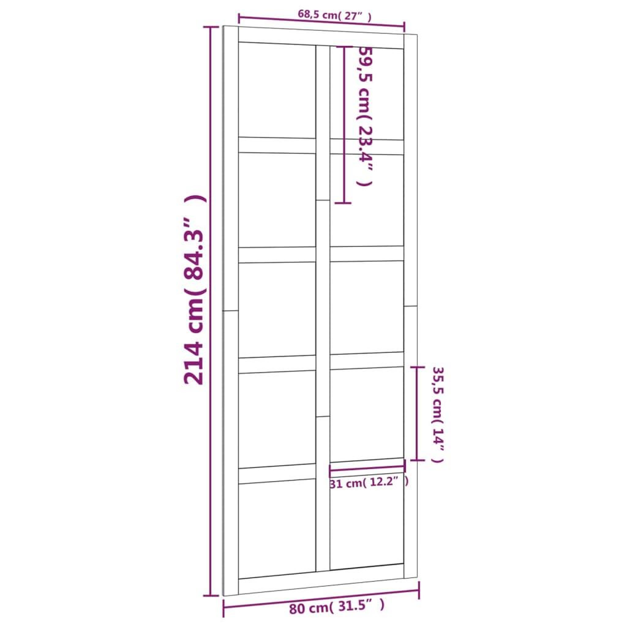 Voir la diapositive 6 : VIDAXL Porte de grange Blanc 80x1,8x214 cm Bois massif de pin