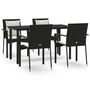 Voir la diapositive 2 : VIDAXL Ensemble a manger de jardin coussins 5pcs Noir Resine tressee
