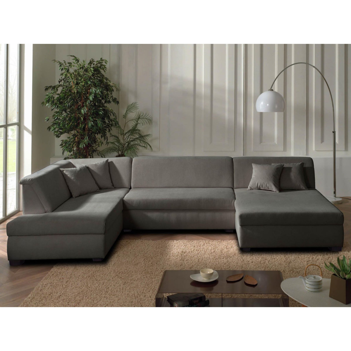 LISA DESIGN Malcom - canapé panoramique d'angle gauche - en velours côtelé