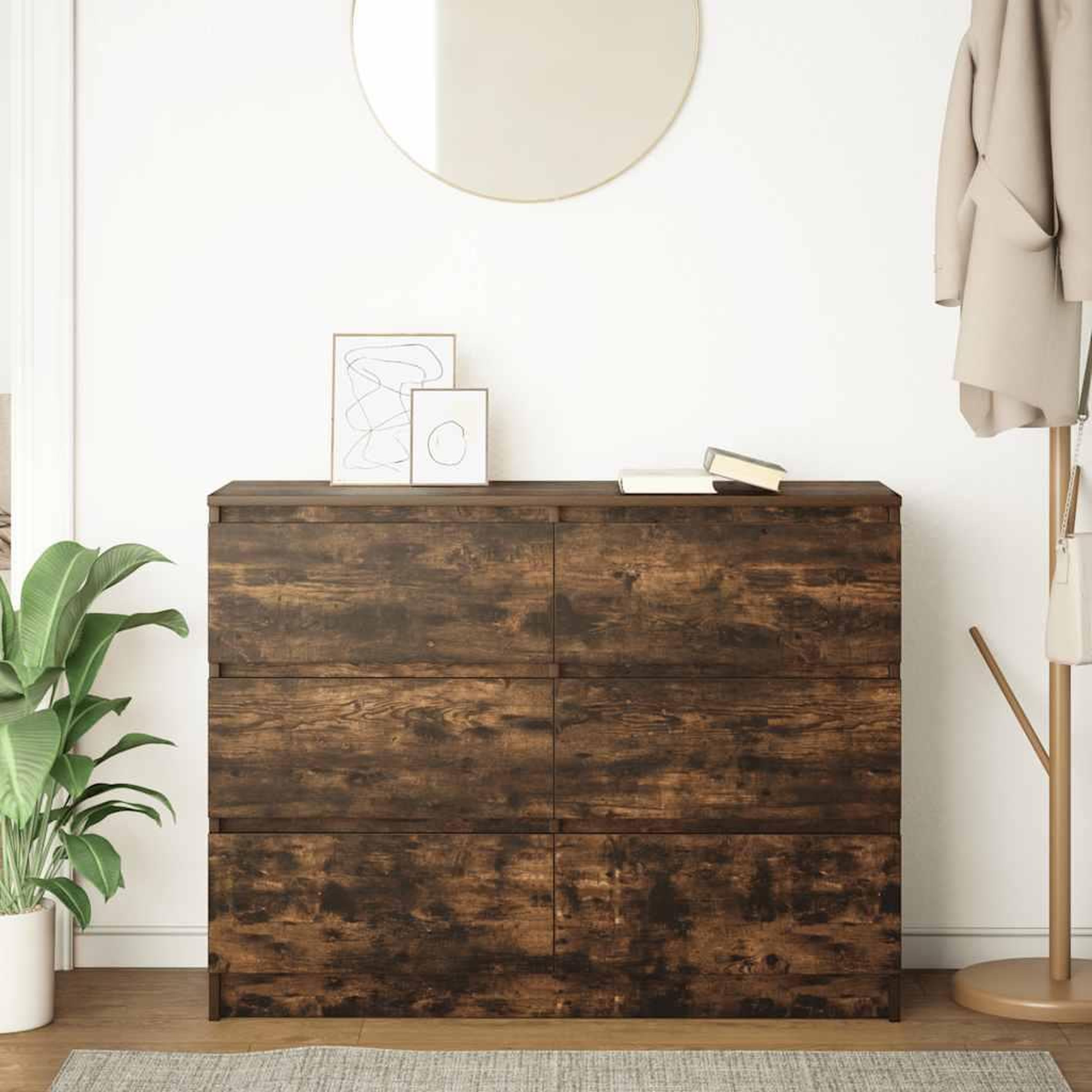 Voir la diapositive 3 : VIDAXL Buffet chene fume 100x35x76 cm bois d'ingenierie