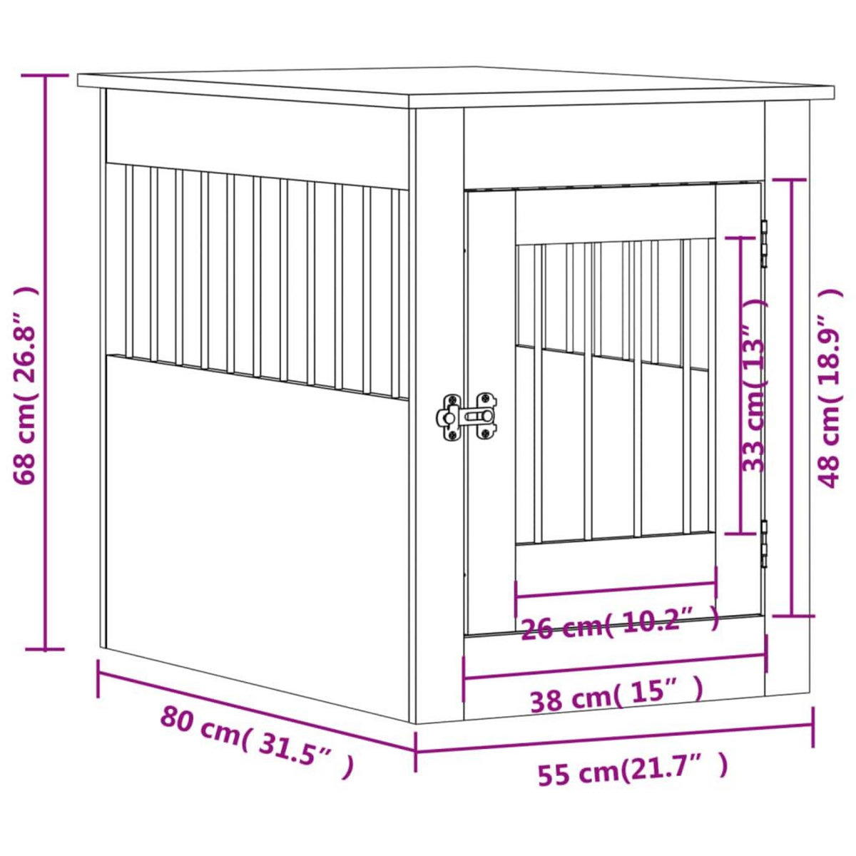 VIDAXL Meuble de cage pour chiens sonoma gris 55x80x68 cm