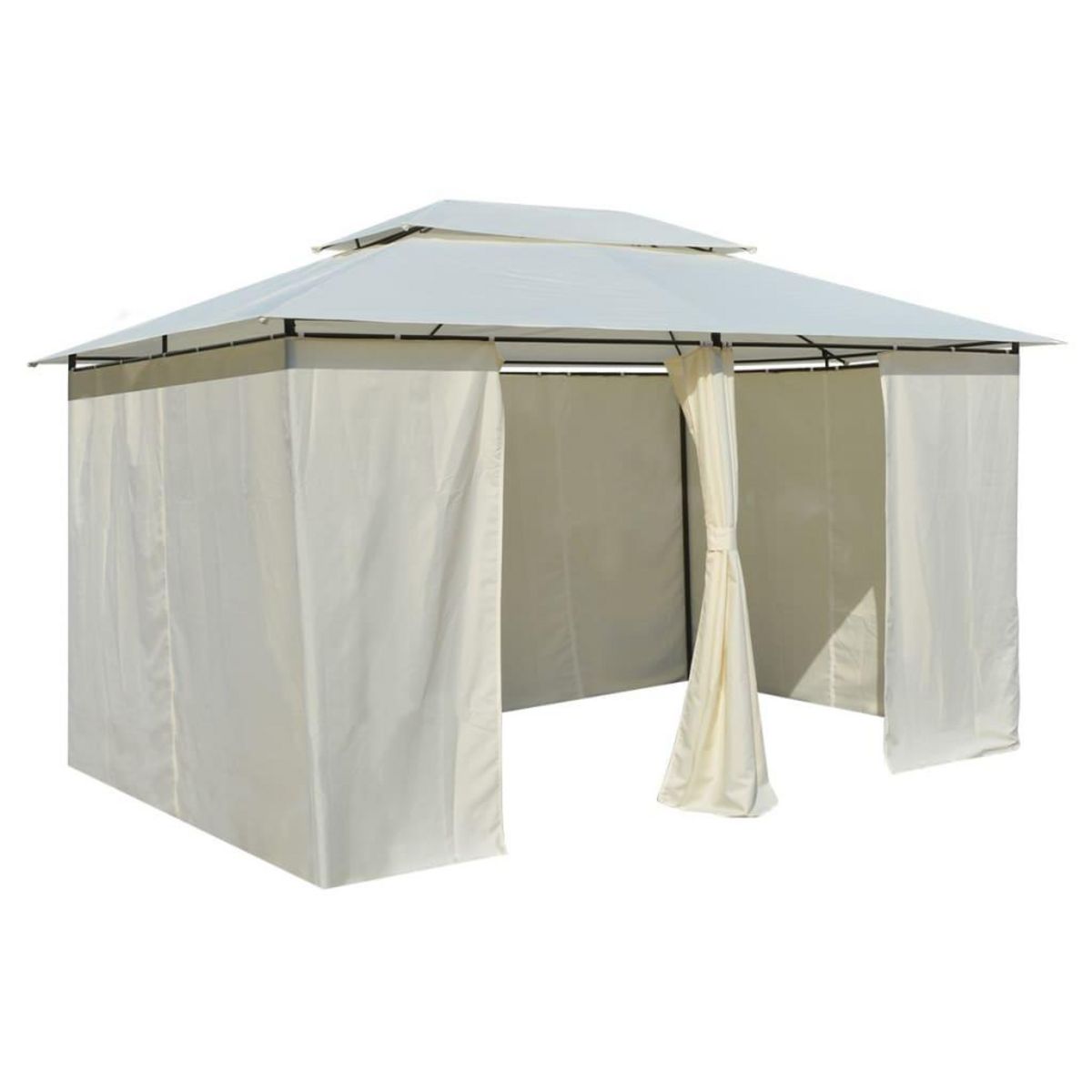 VIDAXL Tonnelle avec rideaux 4 x 3 m Blanc