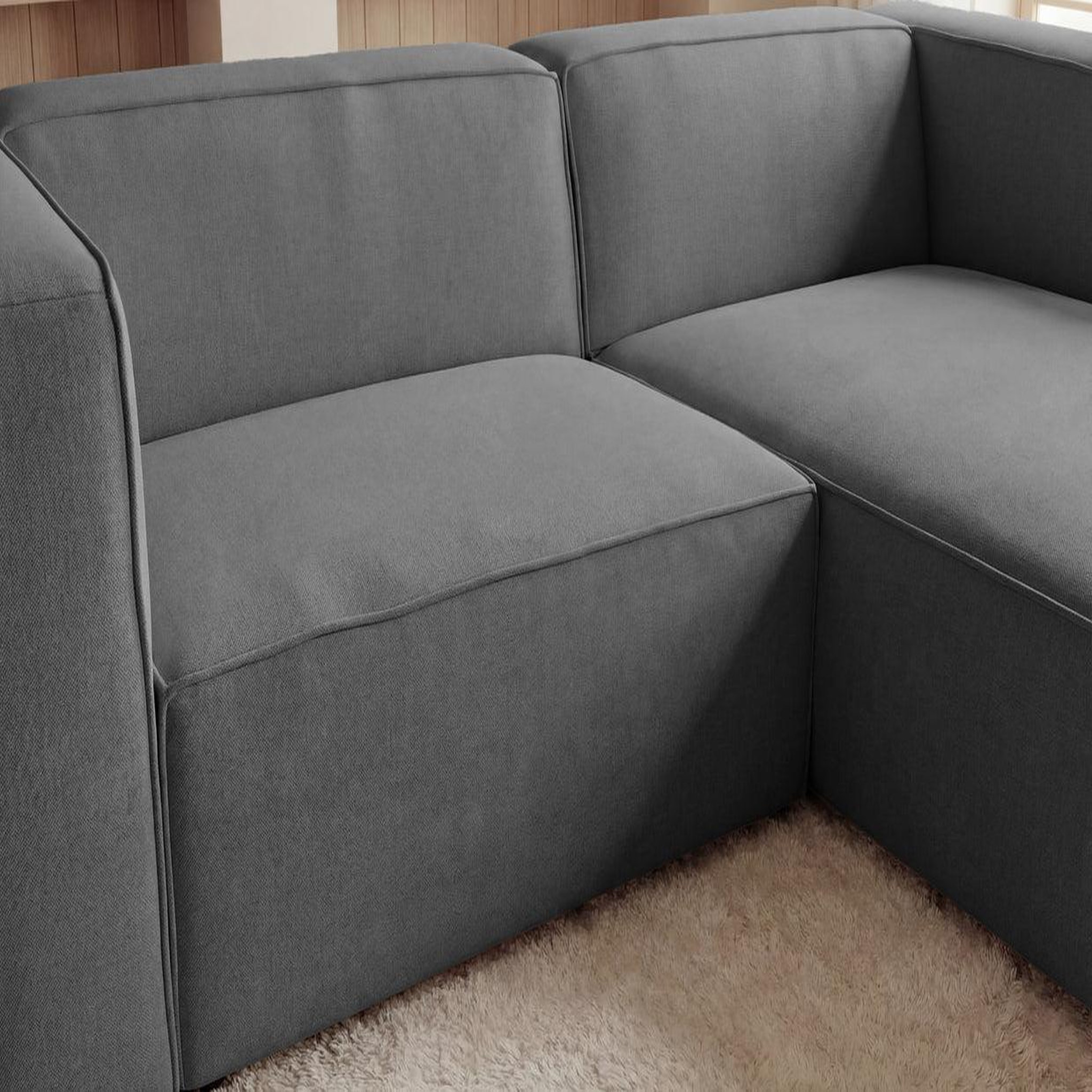 Voir la diapositive 4 : CASANOVA PARIS Basil - canapé d'angle tissu lisse 4 places