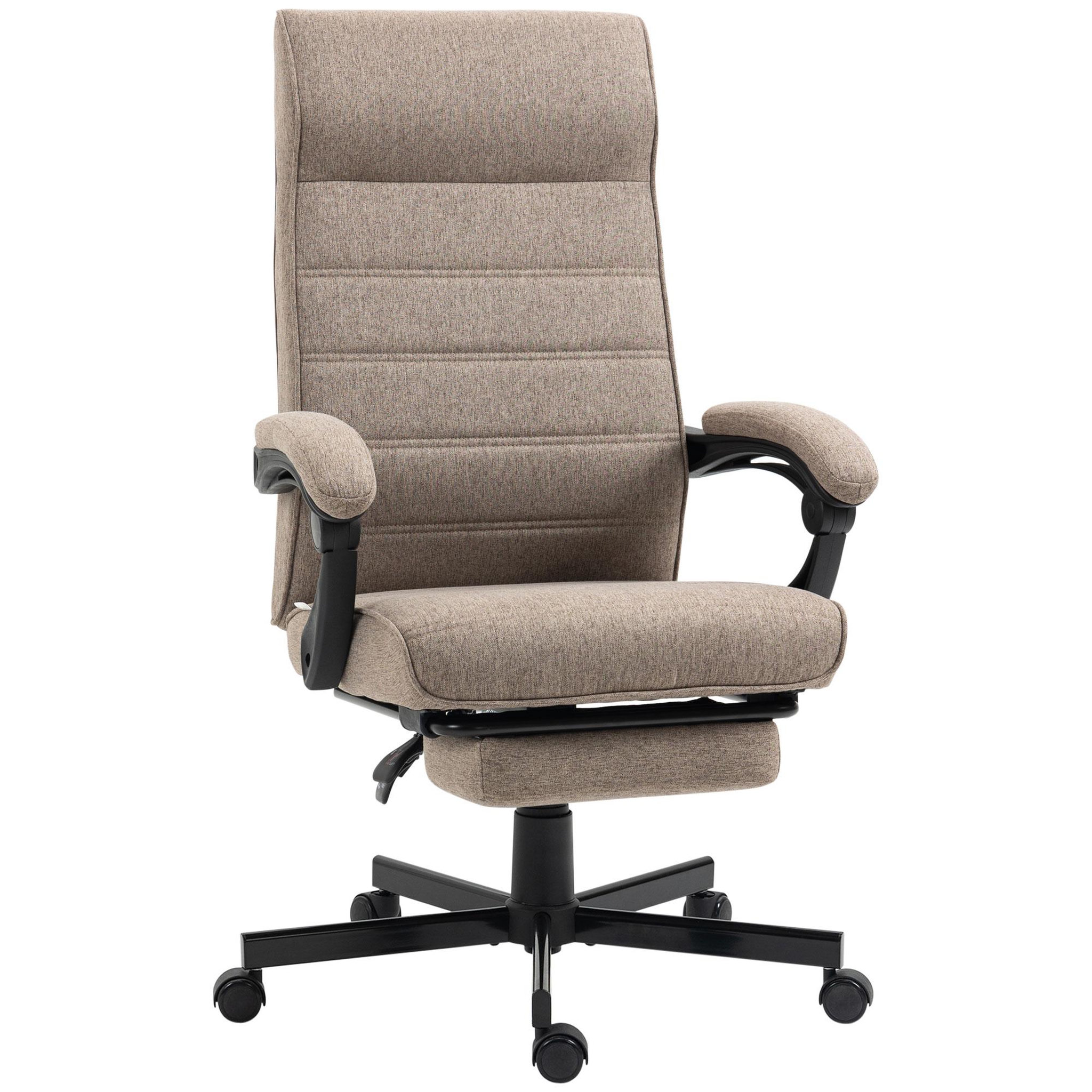 Voir la diapositive 1 : VINSETTO Chaise de bureau manager ergonomique inclinable réglable repose-pied rétractable tissu marron