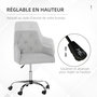 Voir la diapositive 4 : VINSETTO Chaise de bureau design Chesterfield capitonné hauteur réglable pivotant 360° piètement chromé tissu gris