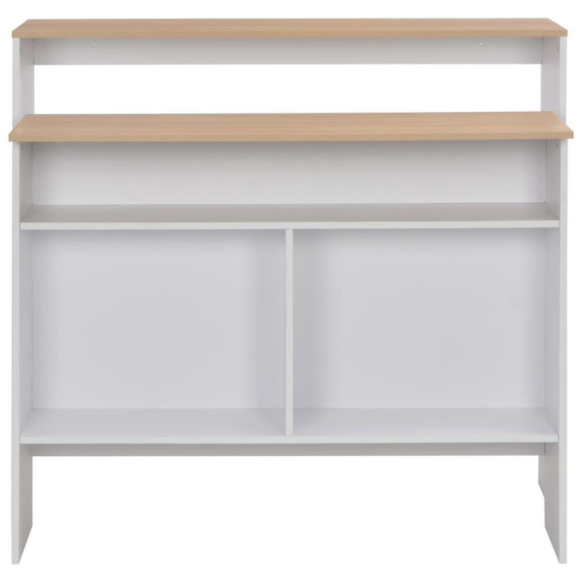 VIDAXL Table de bar avec 2 dessus de table Blanc et chene 130x40x120cm
