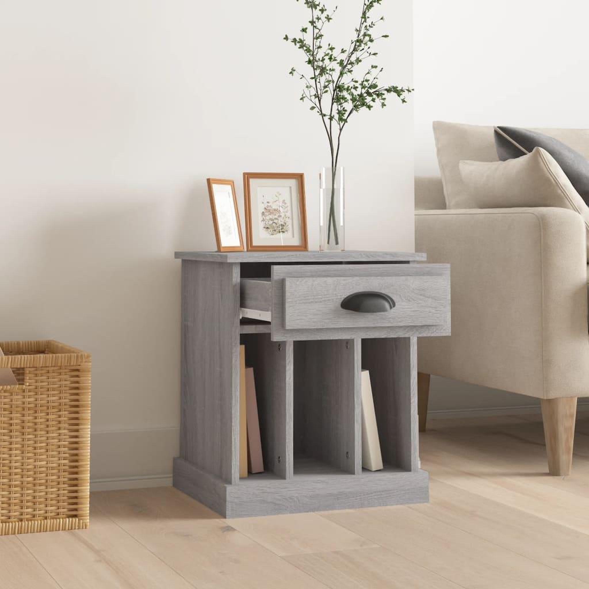 Voir la diapositive 3 : VIDAXL Table de chevet sonoma gris 43x36x50 cm