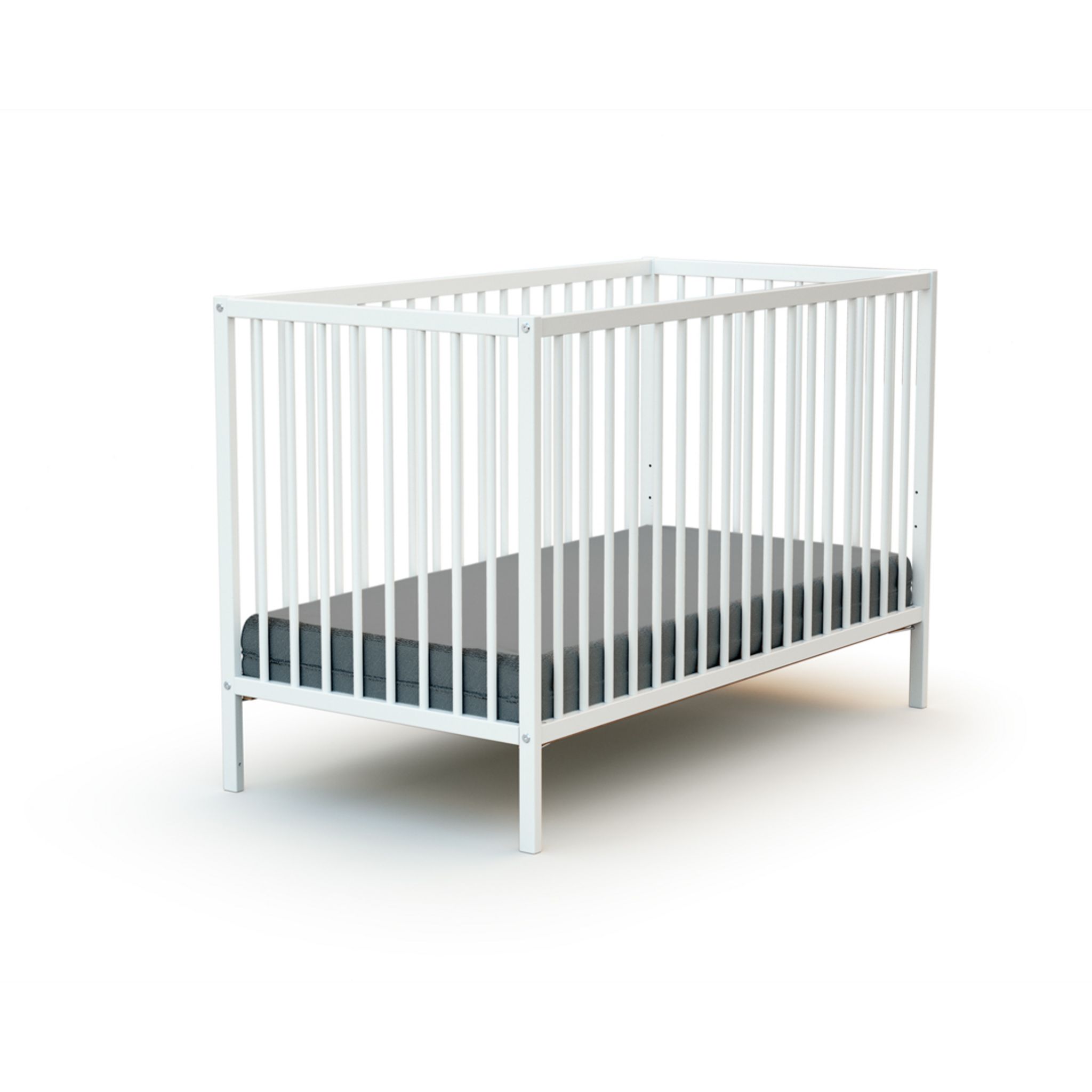 AUCHAN BABY Lit bébé en bois massif blanc, sommier réglable 60X120 cm WEBABY 