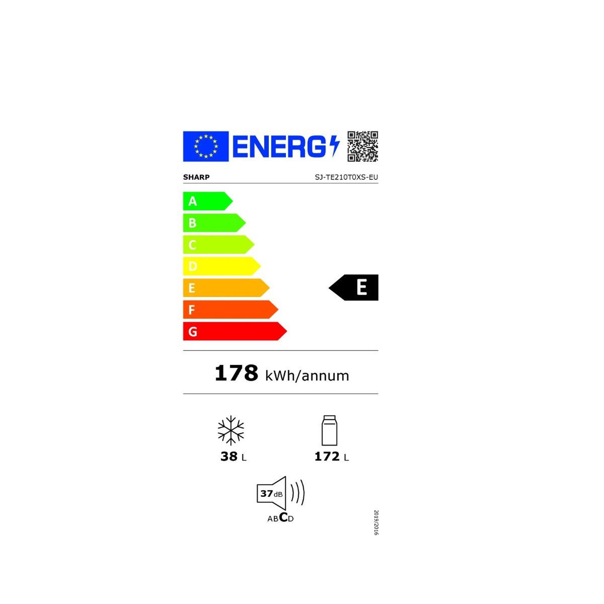 Voir la diapositive 2 : Sharp Réfigérateur combiné intégrable  210l statique blanc - sjte210t0xs