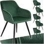 Voir la diapositive 1 : tectake Chaise style scandinave rembourrée aspect velours vert foncé/noir Lot de 6