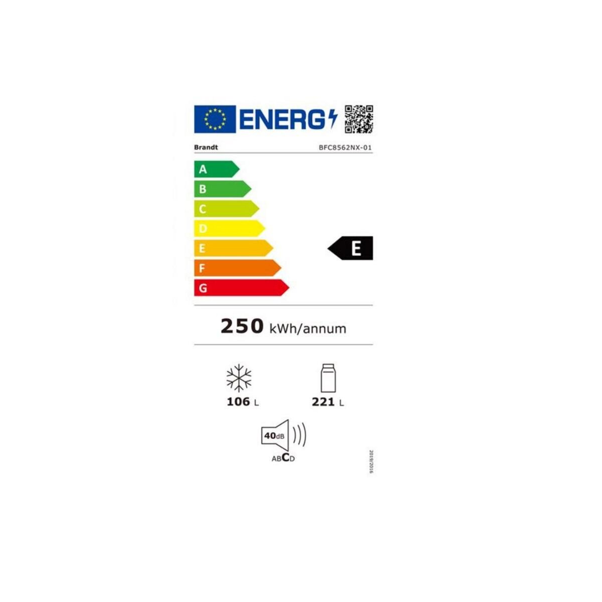 BRANDT Réfrigérateur combiné 327l 60cm silver nofrost - BFC8562NX