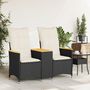 Voir la diapositive 3 : VIDAXL Canape de jardin inclinable 2 places avec table noir poly rotin