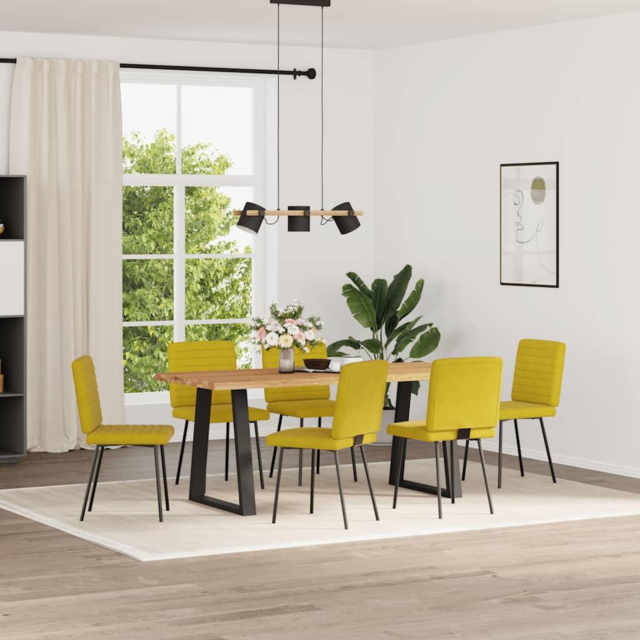 Voir la diapositive 2 : VIDAXL Chaises a manger lot de 6 jaune velours
