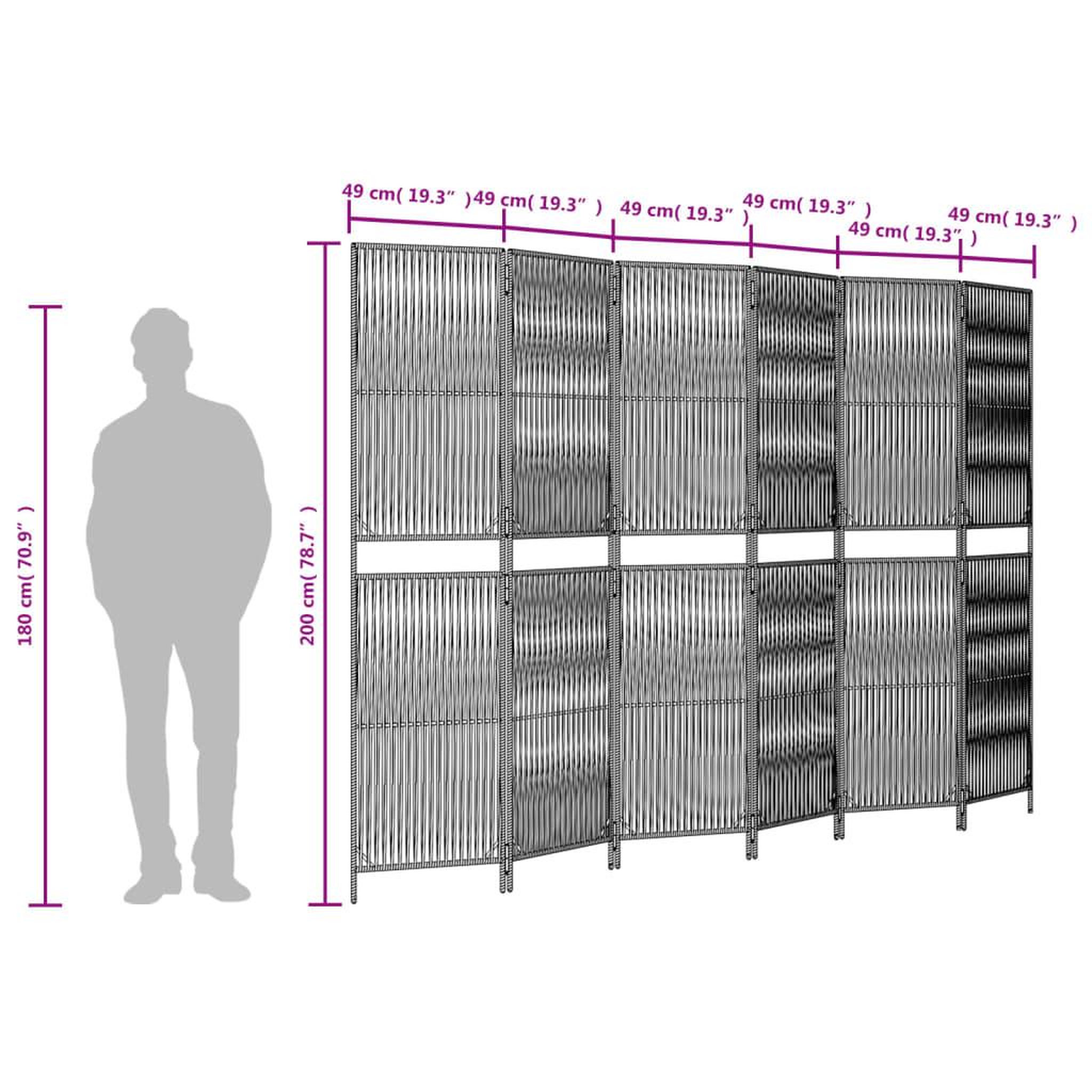 Voir la diapositive 6 : VIDAXL Cloison de separation 6 panneaux gris resine tressee