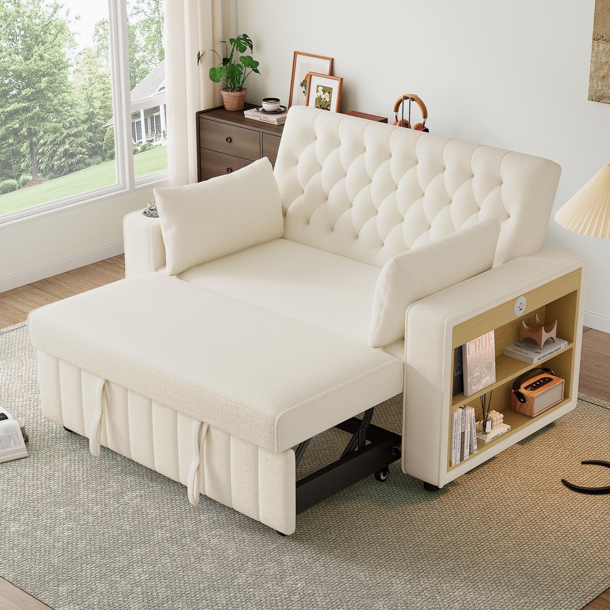 Voir la diapositive 2 : MERAX Canapé droit convertible 2 places tissu