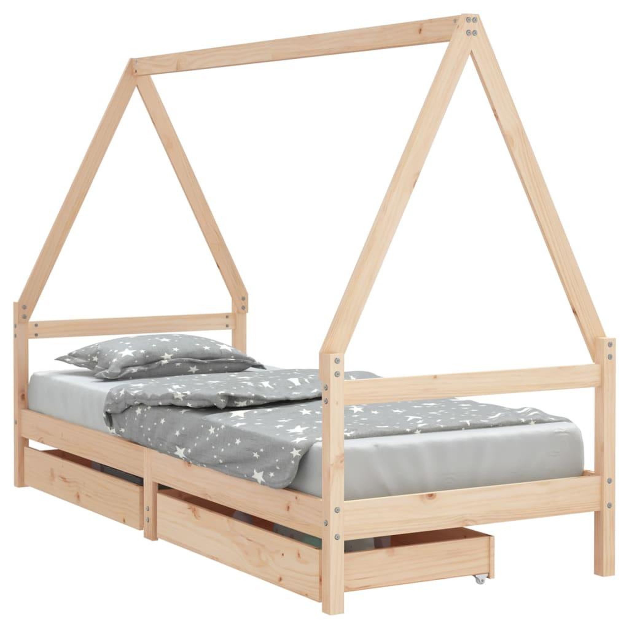 Voir la diapositive 2 : VIDAXL Cadre de lit pour enfants gris 80x200 cm bois de pin massif