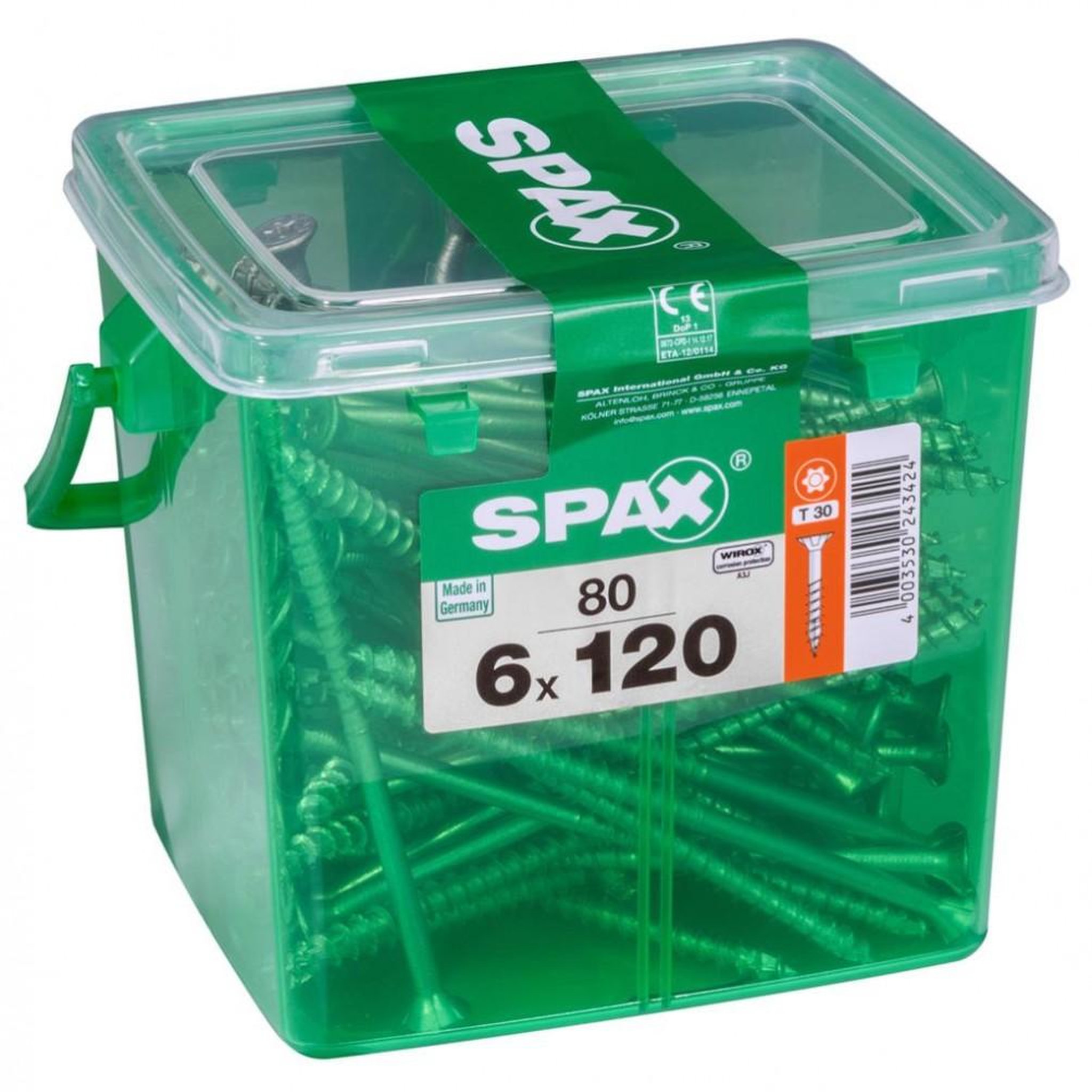 CENTRALE BRICO Lot de 80 vis acier tête plate SPAX, Diam.6 mm x L.120 mm