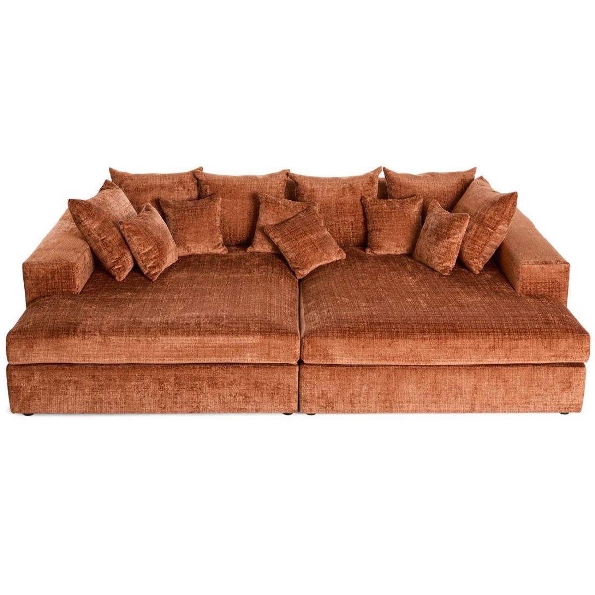 LISA DESIGN Collins - canapé droit 4 places avec double méridienne - assise profonde - en velours texturé