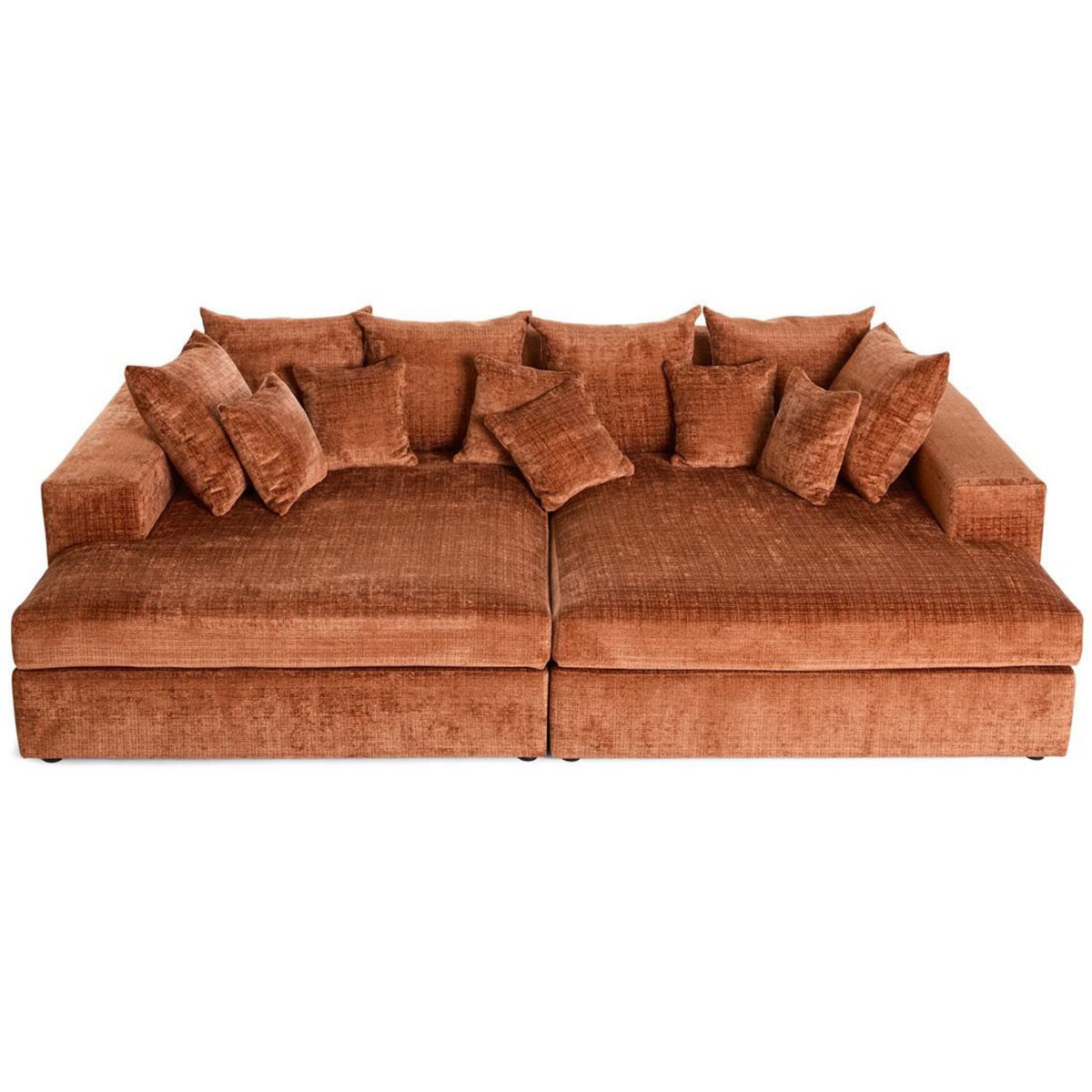 LISA DESIGN Collins - canapé droit 4 places avec double méridienne - assise profonde - en velours texturé