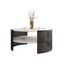 Voir la diapositive 2 : BEST MOBILIER Cruz - table basse ronde - effet marbre blanc et noir - 75 cm