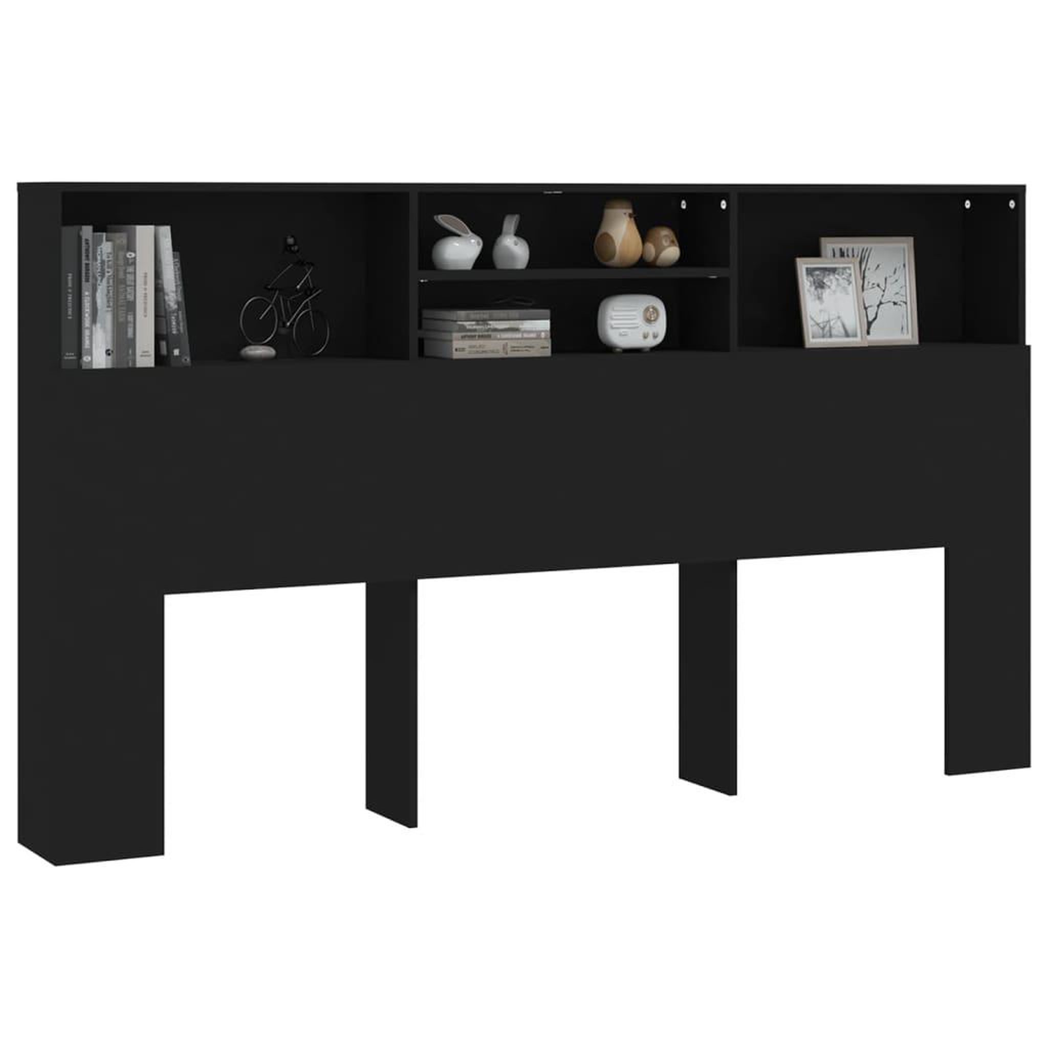 Voir la diapositive 5 : VIDAXL Armoire de tete de lit Noir 180x19x103,5 cm