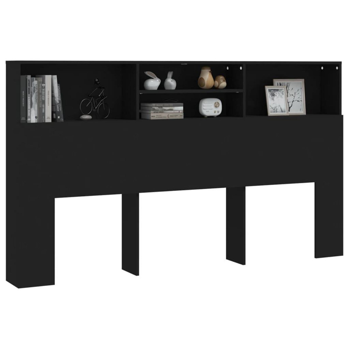VIDAXL Armoire de tete de lit Noir 180x19x103,5 cm