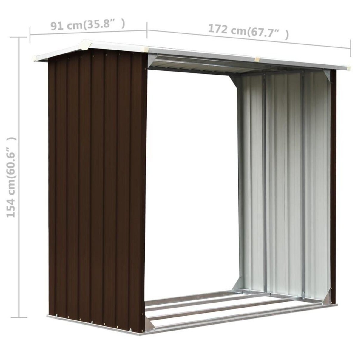 VIDAXL Abri de stockage de bois Acier galvanise 172x91x154 cm Marron