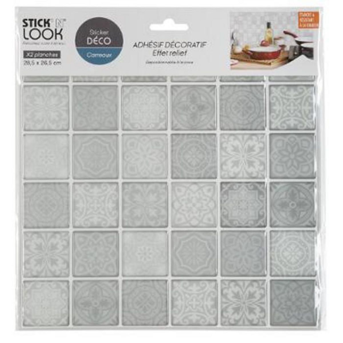 Paris Prix Lot de 2 Stickers Carrelage  Carreaux  25x25cm Gris