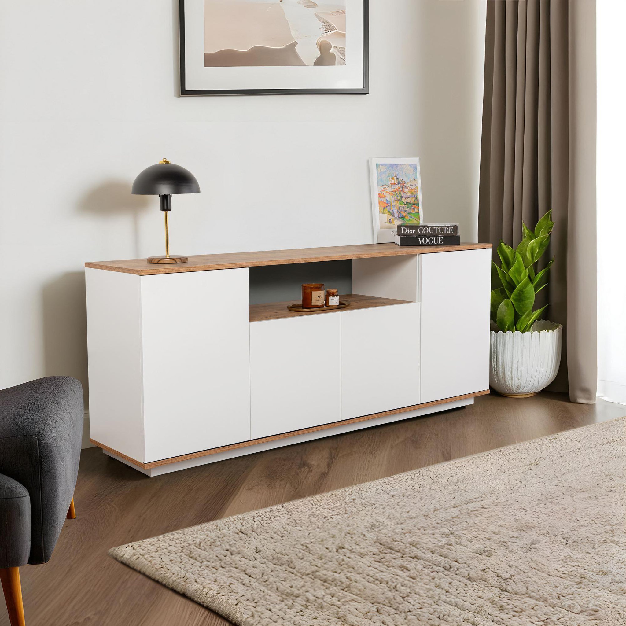Voir la diapositive 2 : Habitat et Jardin Buffet en bois  arista  - 180 x 44 x 75 cm - blanc