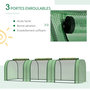 Voir la diapositive 6 : OUTSUNNY Mini serre de jardin serre à tomates 2,95L x 1l x 0,8H m acier PE haute densité 140 g/m² anti-UV 3 fenêtres zip enroulables vert