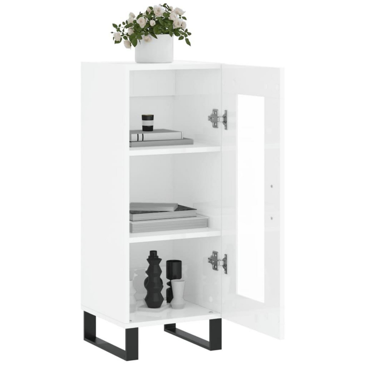 VIDAXL Buffet Blanc brillant 34,5x34x90 cm Bois d'ingenierie