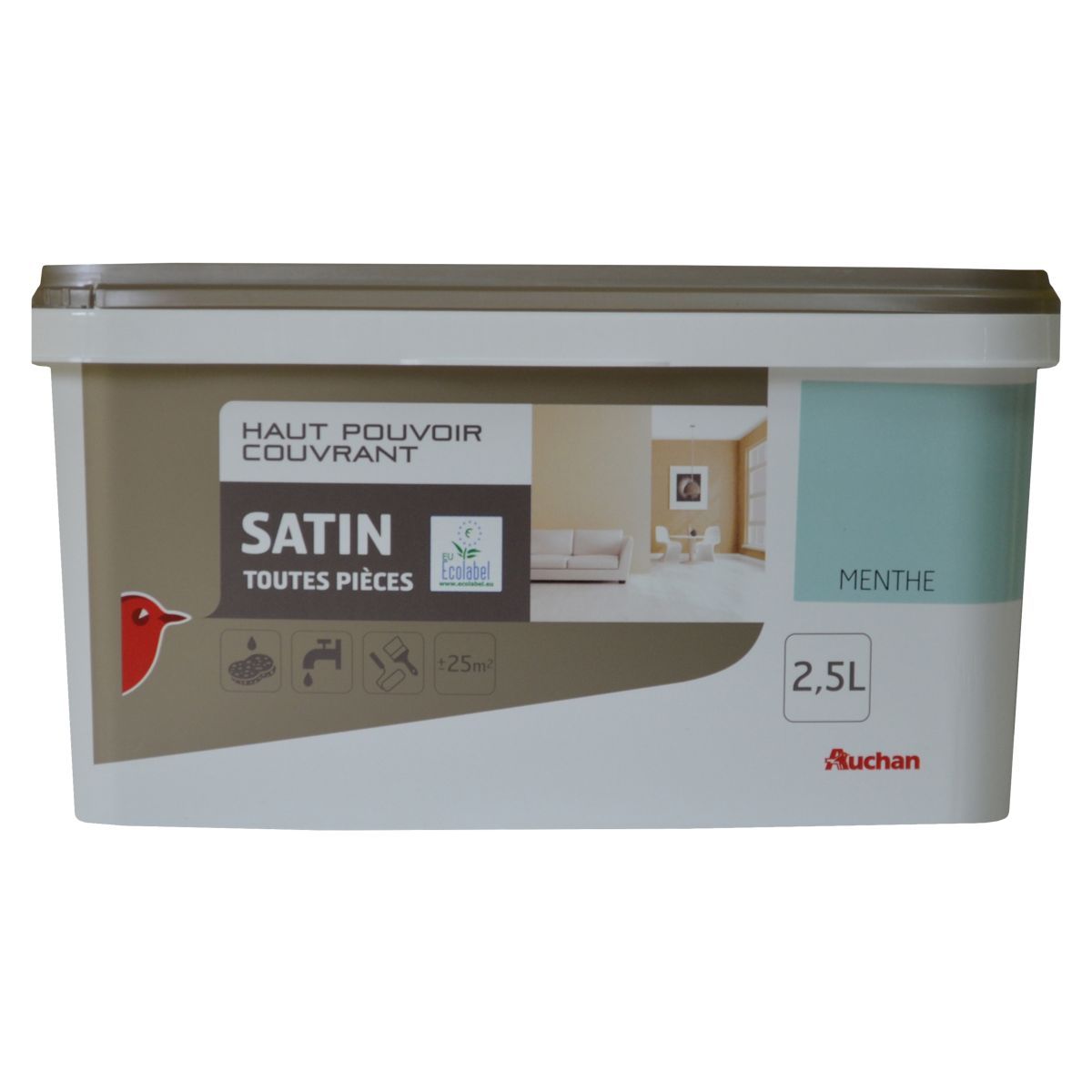 AUCHAN Peinture murale satin couleur menthe 