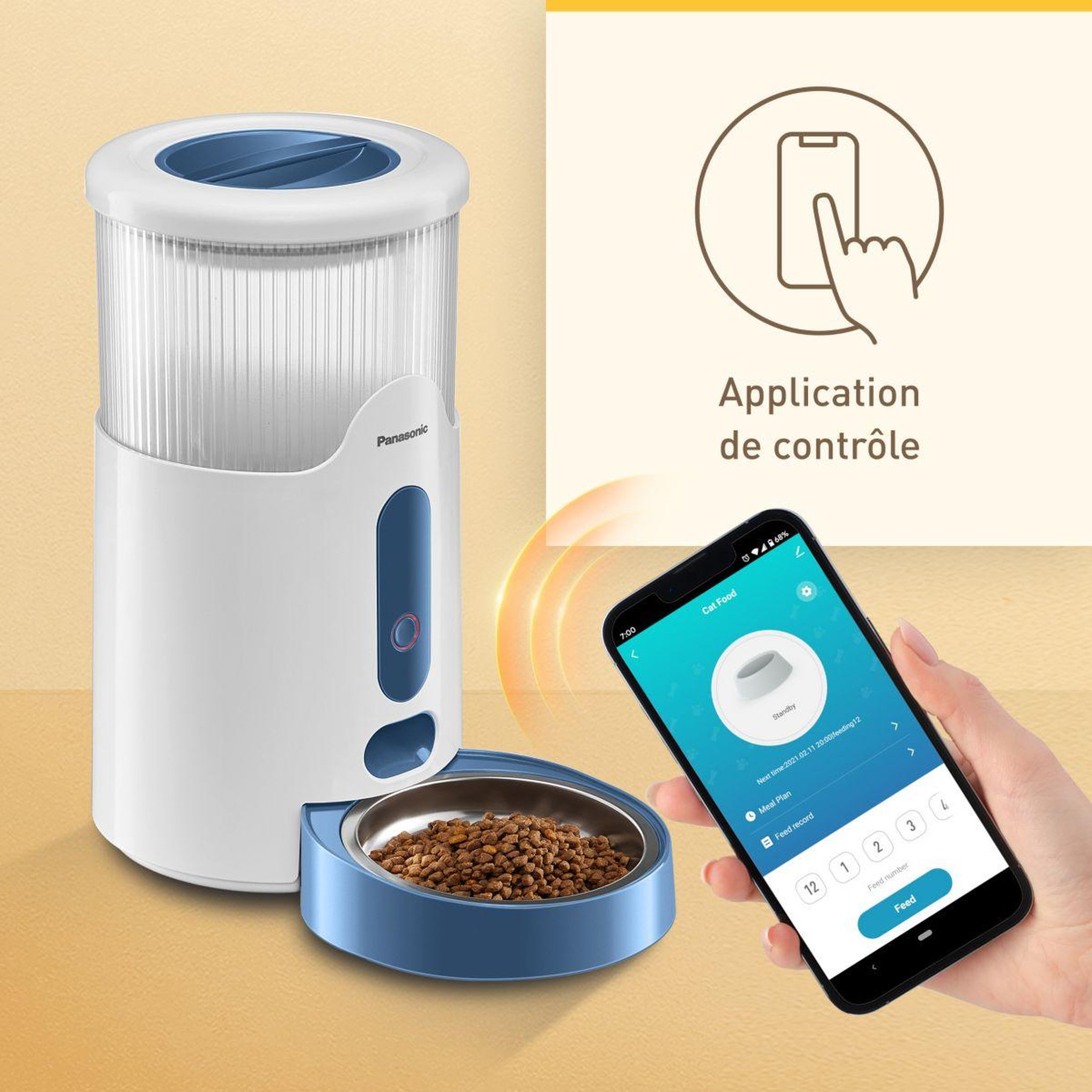 Voir la diapositive 2 : PANASONIC Distributeur de croquettes intelligent pour animaux CP-JNF01-W