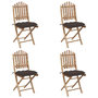 Voir la diapositive 3 : VIDAXL Ensemble a manger d'exterieur pliable 5pcs avec coussins Bambou