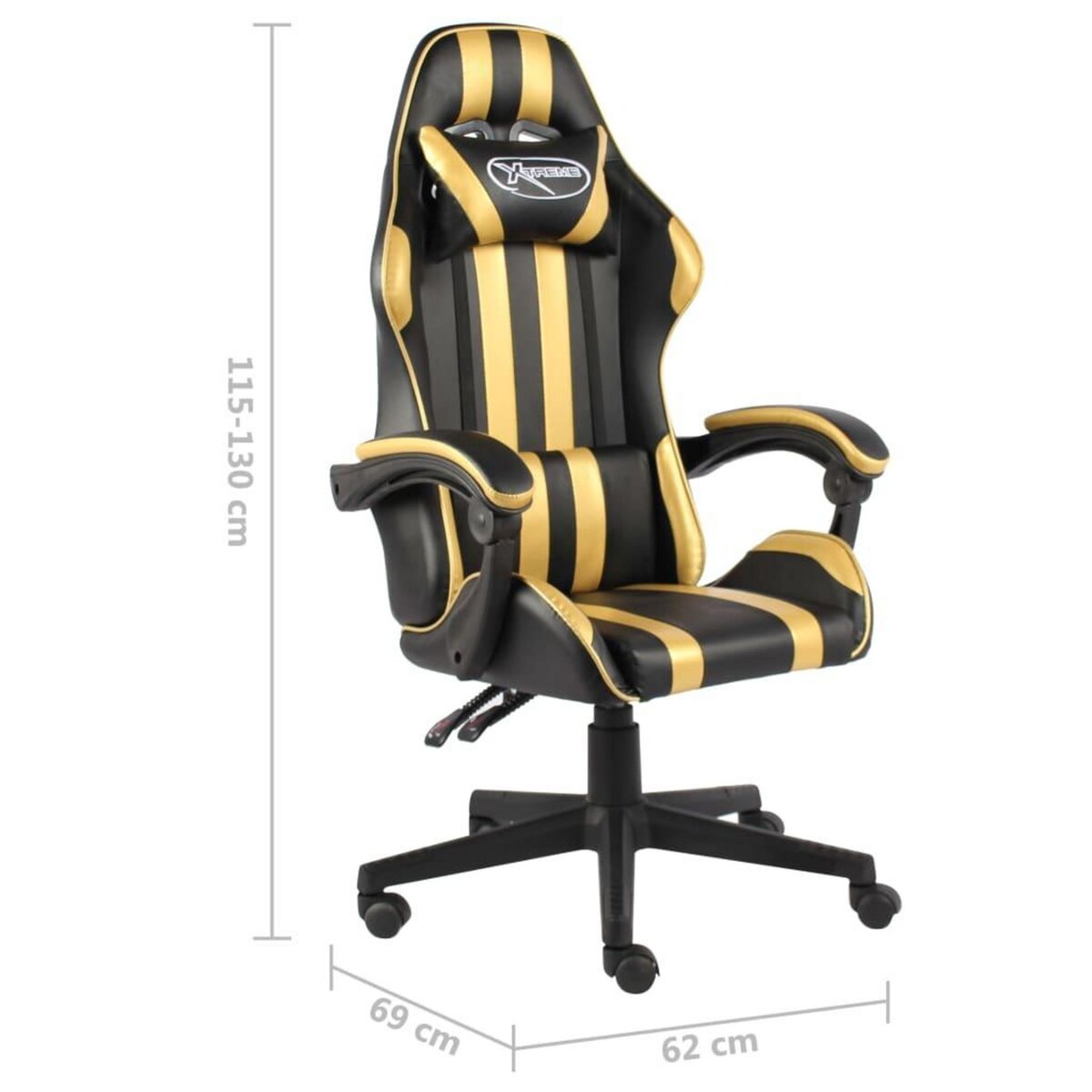 VIDAXL Fauteuil de jeux video Noir et dore Similicuir
