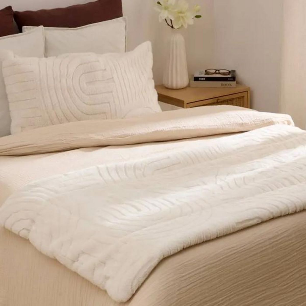 ATMOSPHERA Edredon Imitation Fourrure  Arka  80x180cm Ivoire