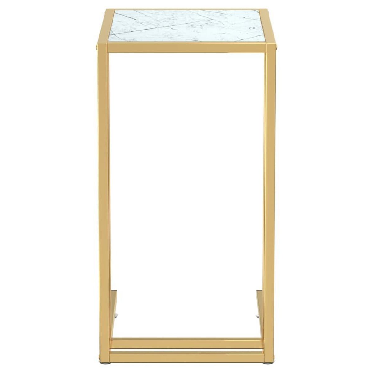VIDAXL Table d'appoint ordinateur Marbre blanc 50x35x65cm Verre trempe