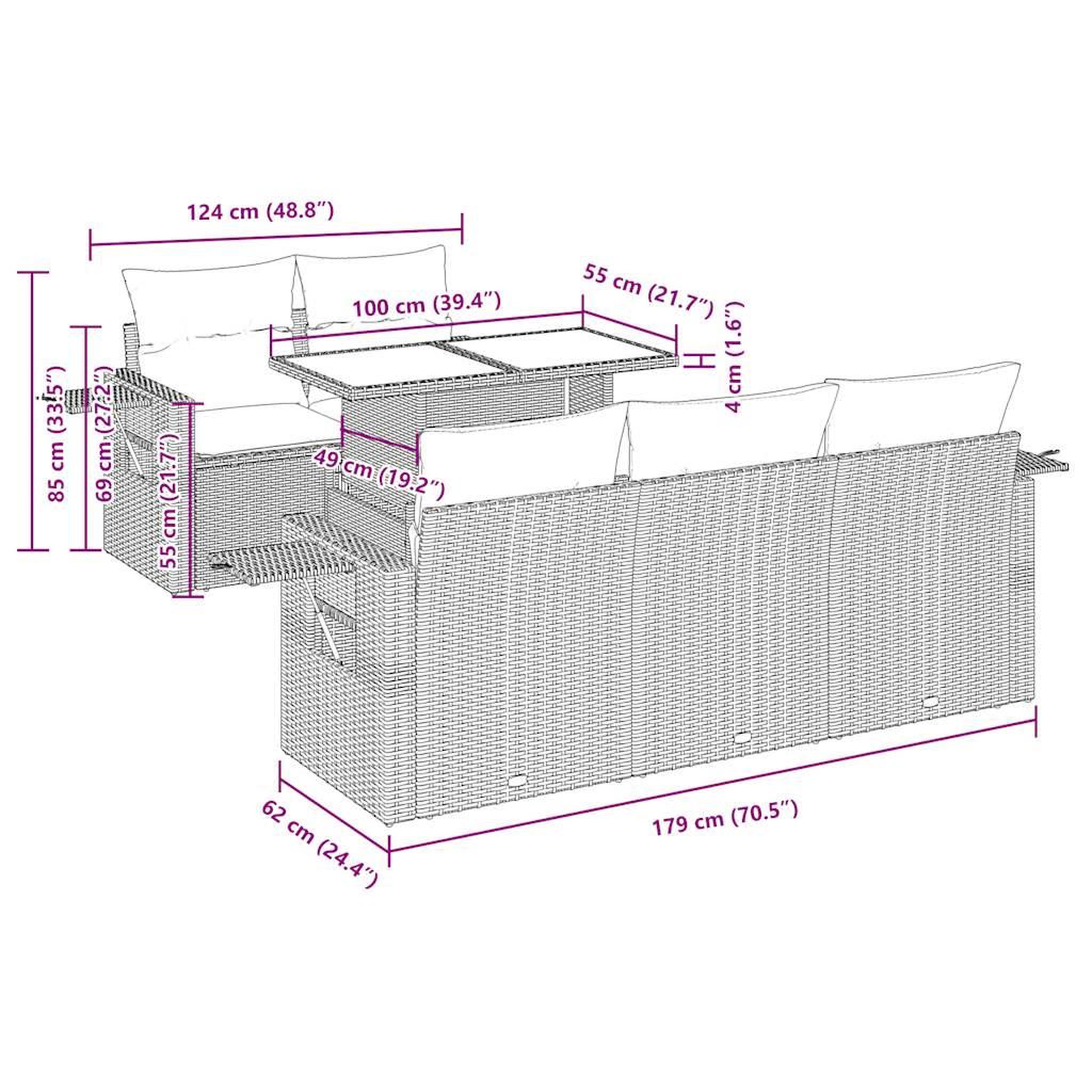 Voir la diapositive 6 : VIDAXL Salon de jardin avec coussins 6 pcs marron resine tressee