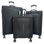 Delsey Lot 3 valises souples Caracas dont une valise cabine 55cm. Coloris disponibles : Noir, Bleu