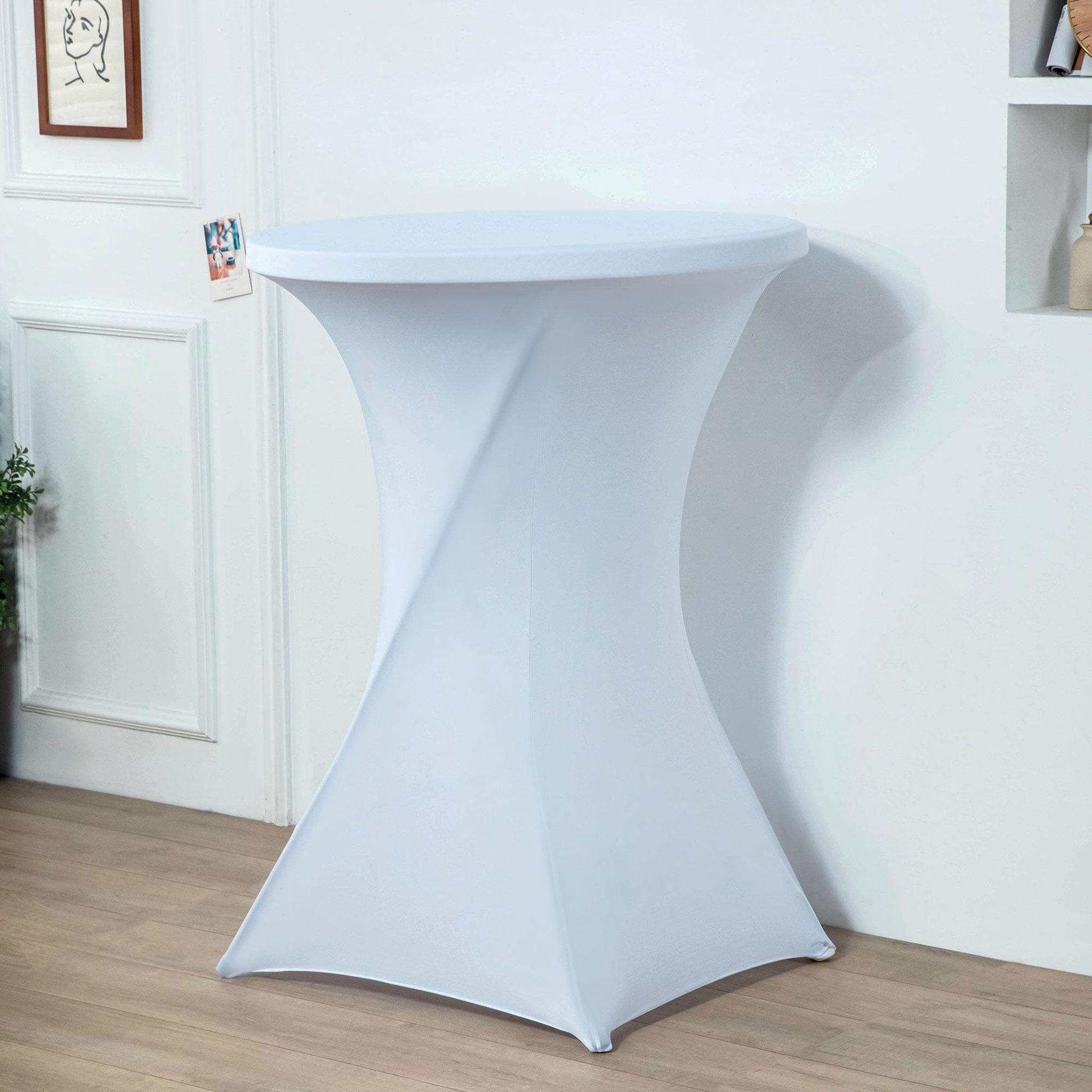Voir la diapositive 2 : WERKAPRO Housse nappe blanche werka pro pour table mange debout ronde  ø80cm