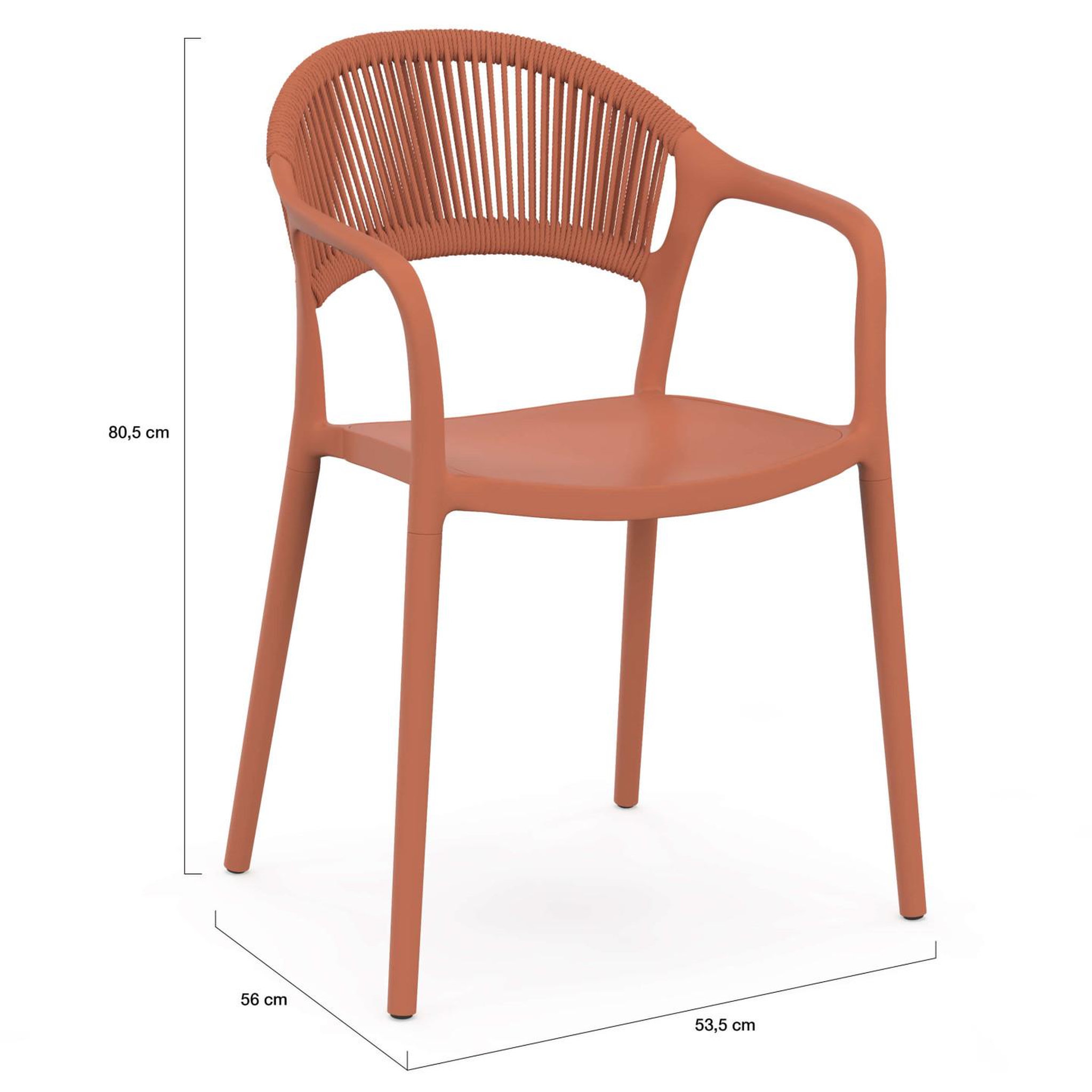 Voir la diapositive 6 : ID MARKET Lot de 4 chaises de jardin empilables odelia en polypropylène et cordage terracotta