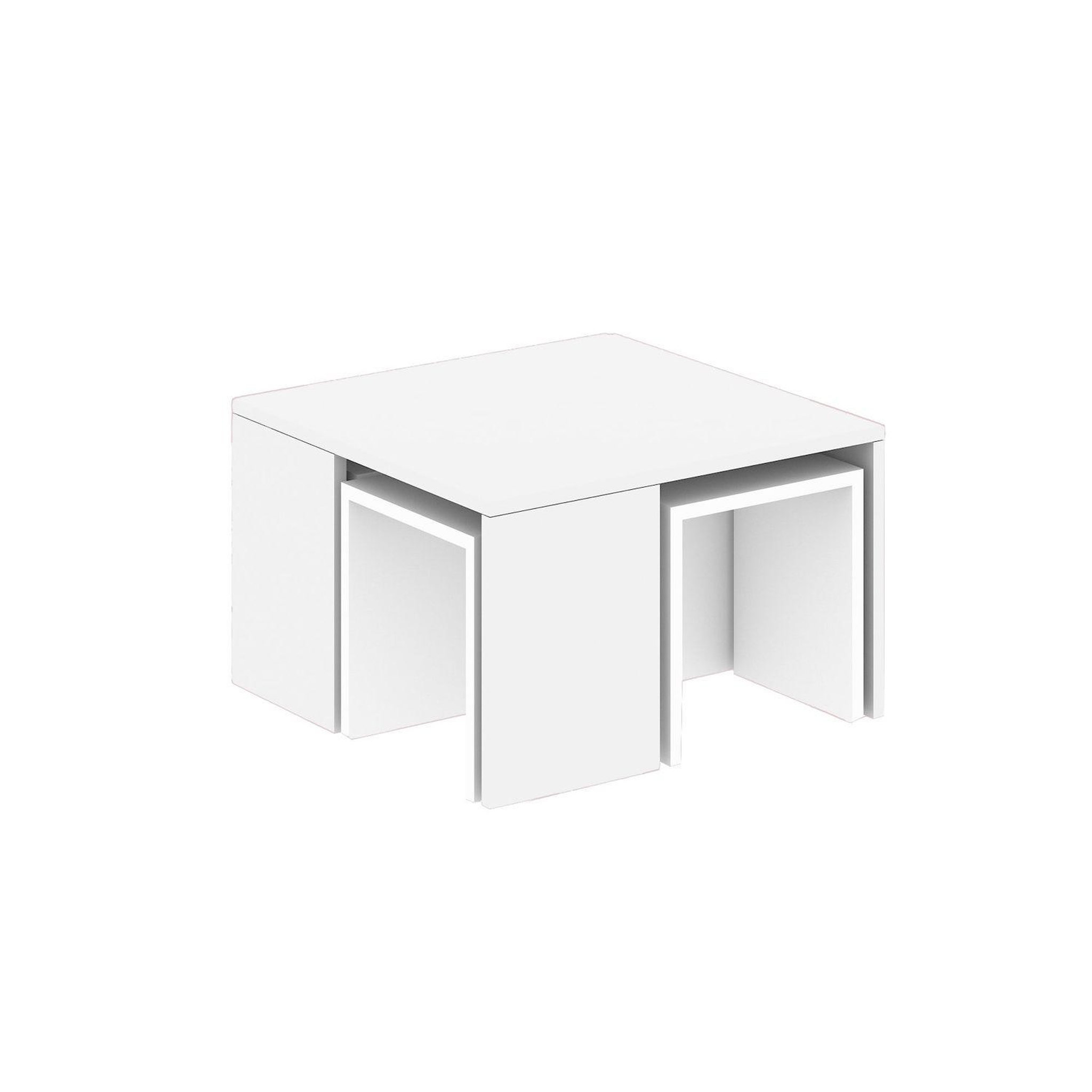 TOILINUX Ensemble table basse et 3 tables d'appoint gigognes roskilde - blanc