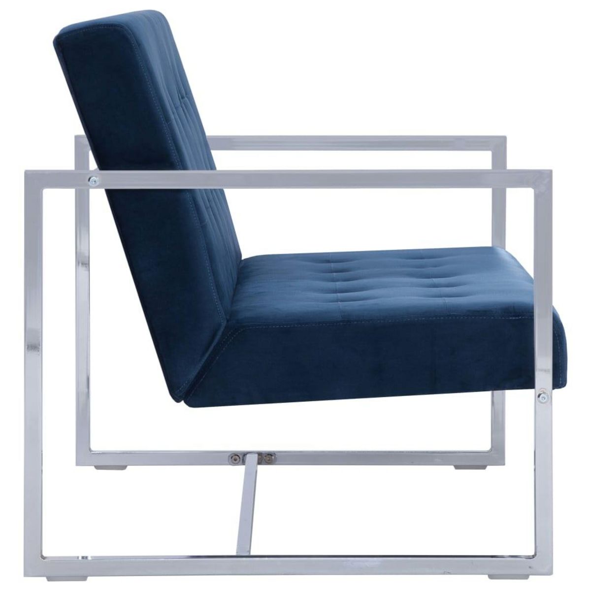 VIDAXL Canape 2 places avec accoudoirs Bleu Chrome et velours