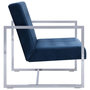 Voir la diapositive 4 : VIDAXL Canape 2 places avec accoudoirs Bleu Chrome et velours