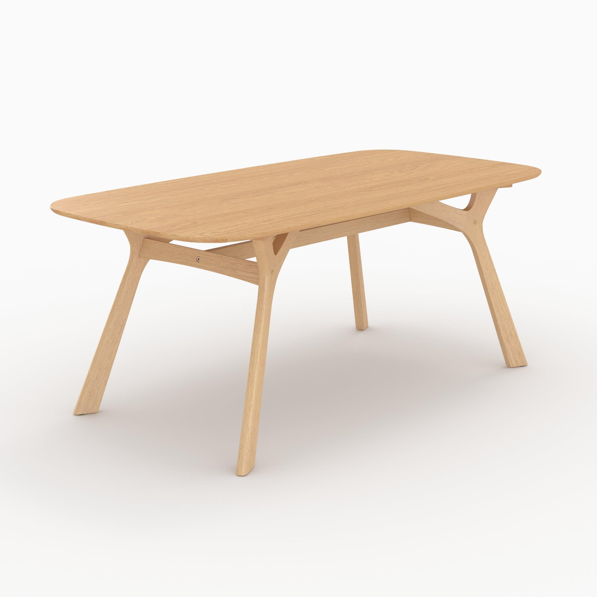 MAISON PAVANE Table rectangulaire 6 places en bois d'hévéa massif et placage 180 cm-paula