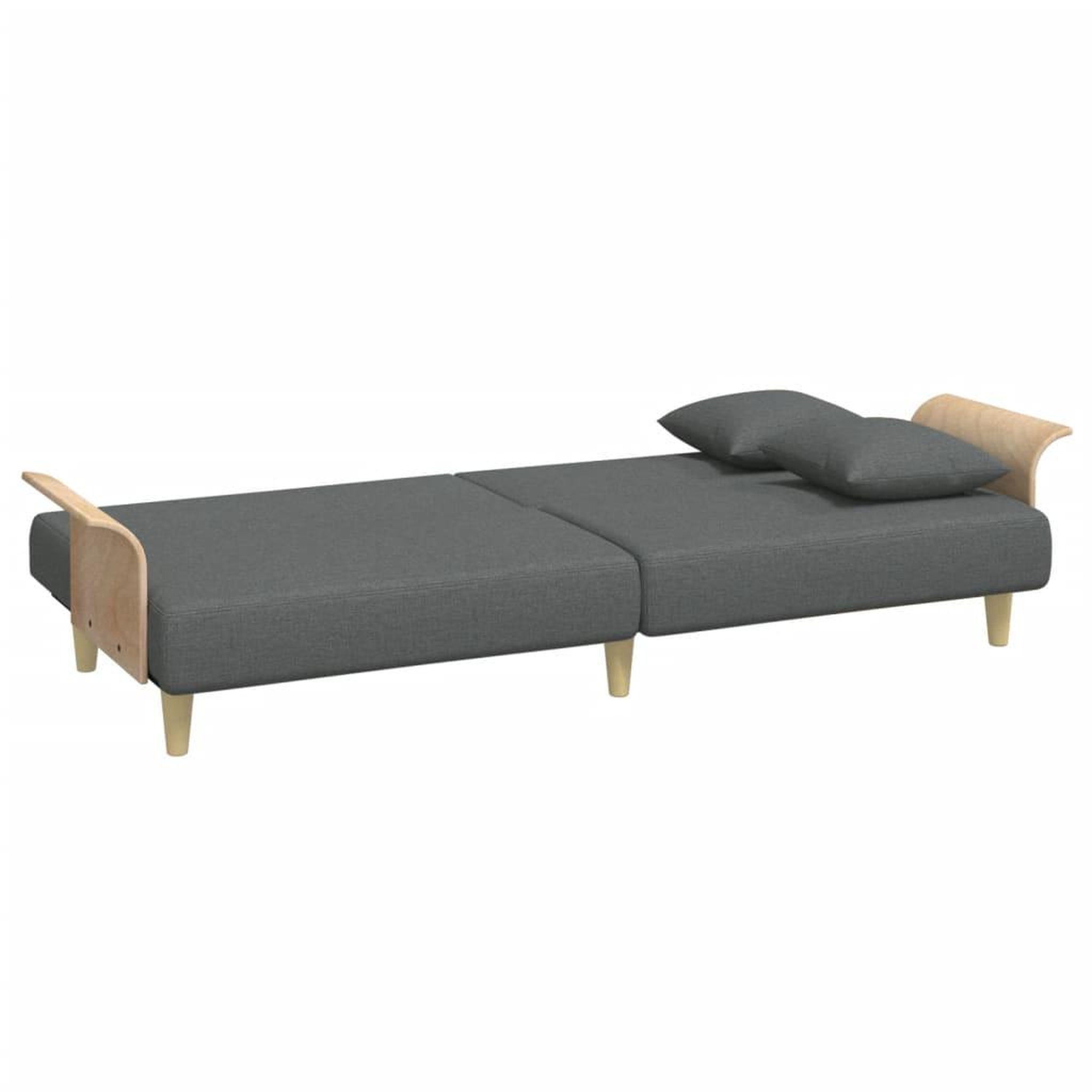 Voir la diapositive 5 : VIDAXL Canape-lit a 2 places avec oreillers et repose-pied gris fonce