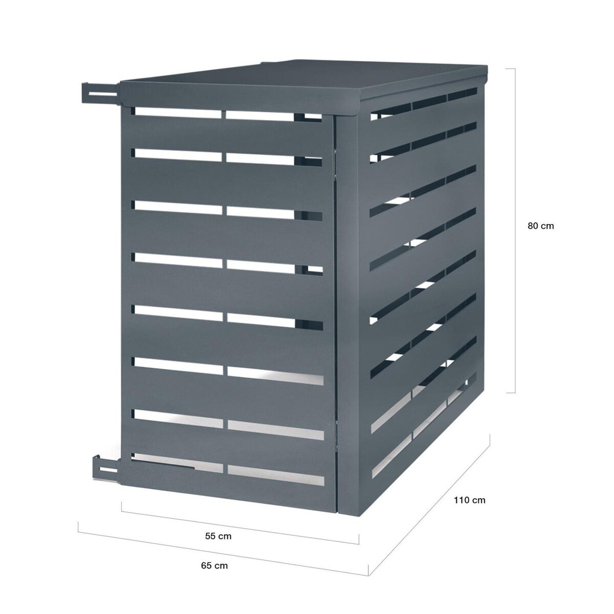 ID MARKET Cache climatiseur en métal gris anthracite protection unité extérieur 110 x 55 x 80 cm
