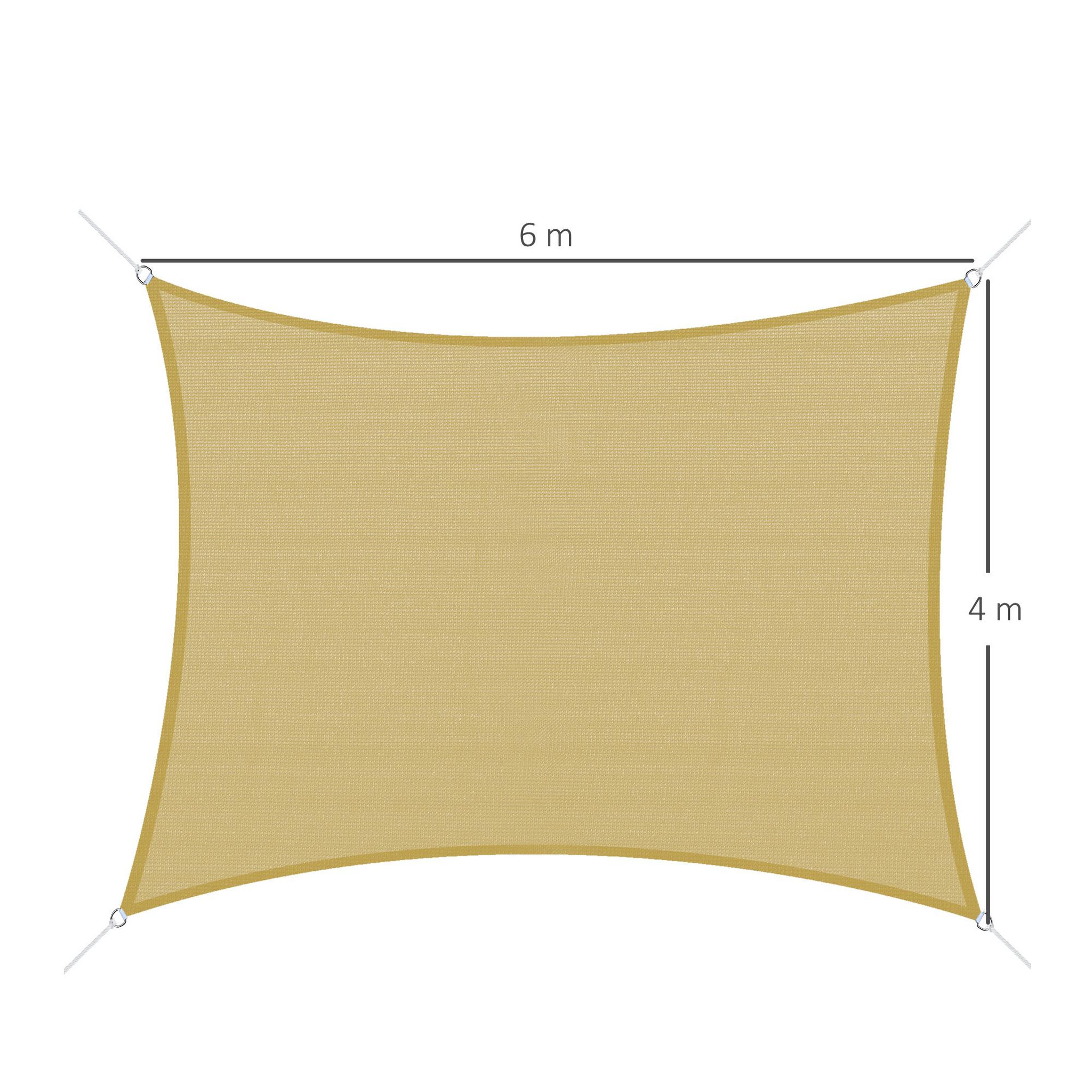 Voir la diapositive 3 : OUTSUNNY Voile d'ombrage rectangulaire 6L x 4l m HDPE beige