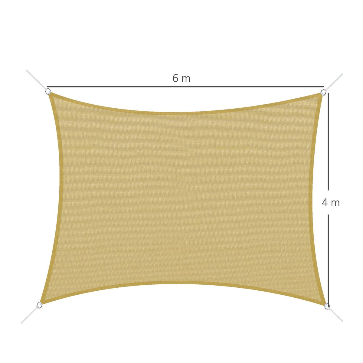 OUTSUNNY Voile d'ombrage rectangulaire 6L x 4l m HDPE beige