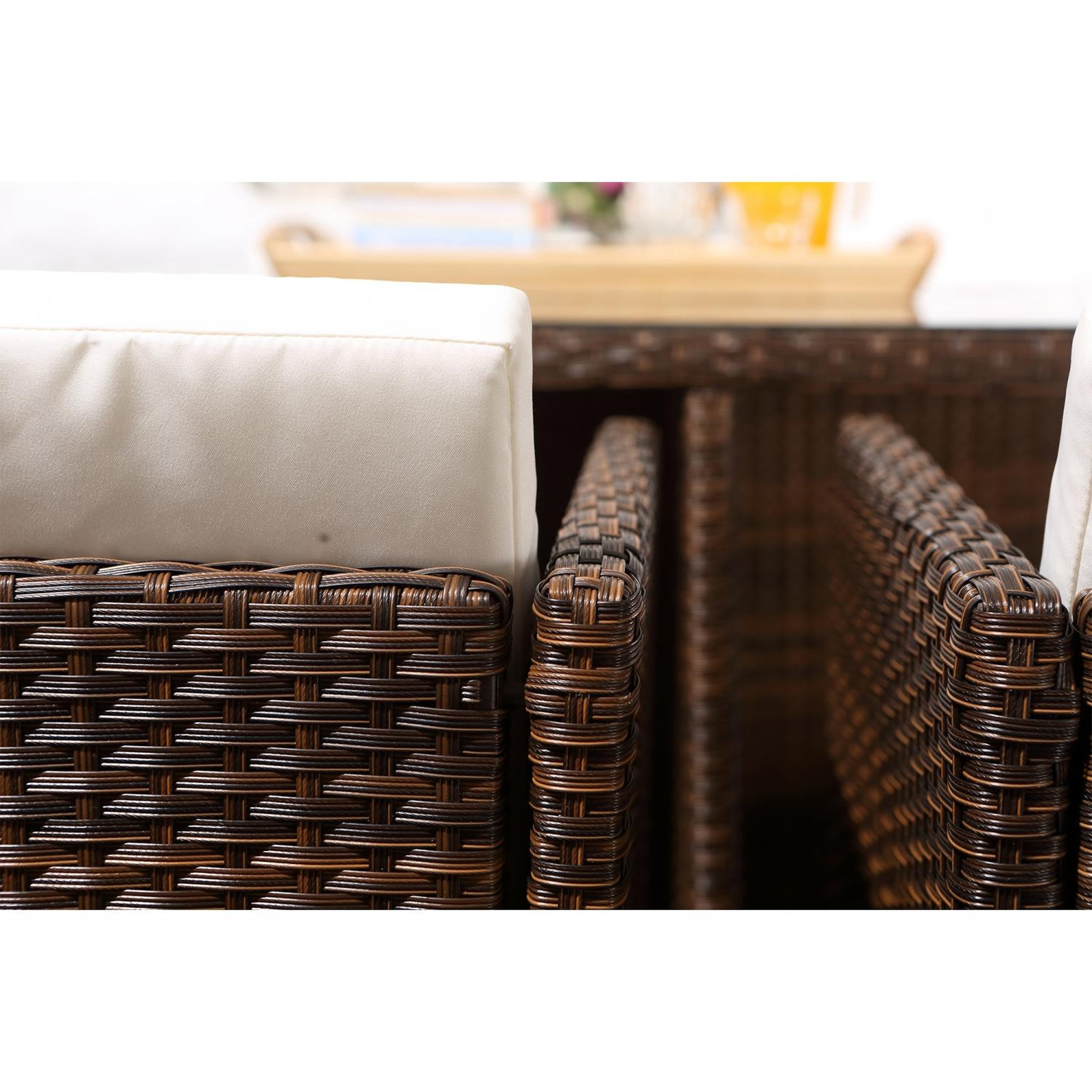 Voir la diapositive 2 : CONCEPT USINE Salon de jardin 8 places marron-blanc + housse de protection miami